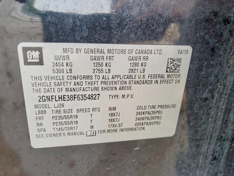 2015 Chevrolet Equinox მანქანა იყიდება აუქციონზე, vin: 2GNFLHE38F6354827, აუქციონის ნომერი: 52712126