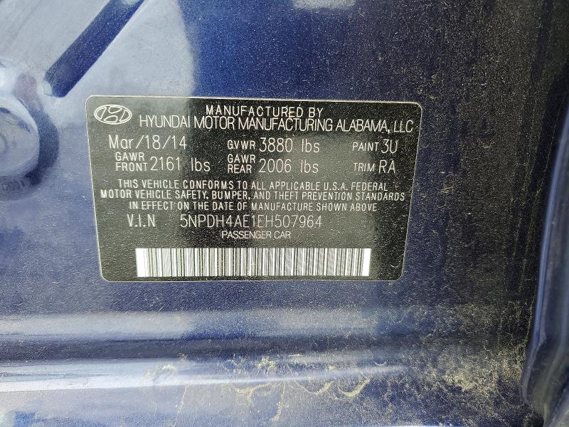 Продажа на аукционе авто 2014 Hyundai Elantra, vin: 5NPDH4AE1EH507964, номер лота: 54945496