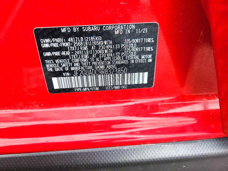 Aukcja sprzedaży 2024 Subaru Crosstrek, vin: JF2GUADC9R8323850, numer aukcji: 54016836