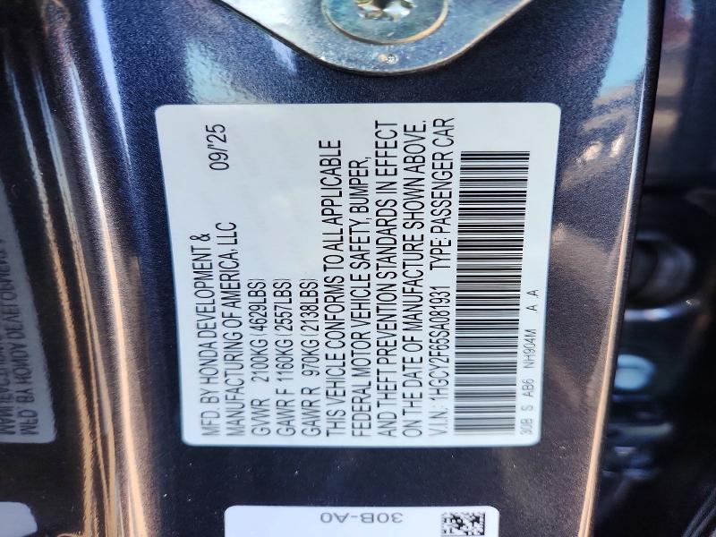 Продажа на аукционе авто 2025 Honda Accord, vin: 1HGCY2F65SA081931, номер лота: 53162516