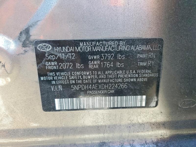 Aukcja sprzedaży 2013 Hyundai Elantra, vin: 5NPDH4AEXDH224266, numer aukcji: 53896706