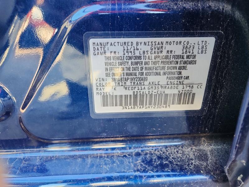 Продаж на аукціоні авто 2017 Nissan Sentra, vin: 3N1AB7AP1HY230489, номер лоту: 53010436