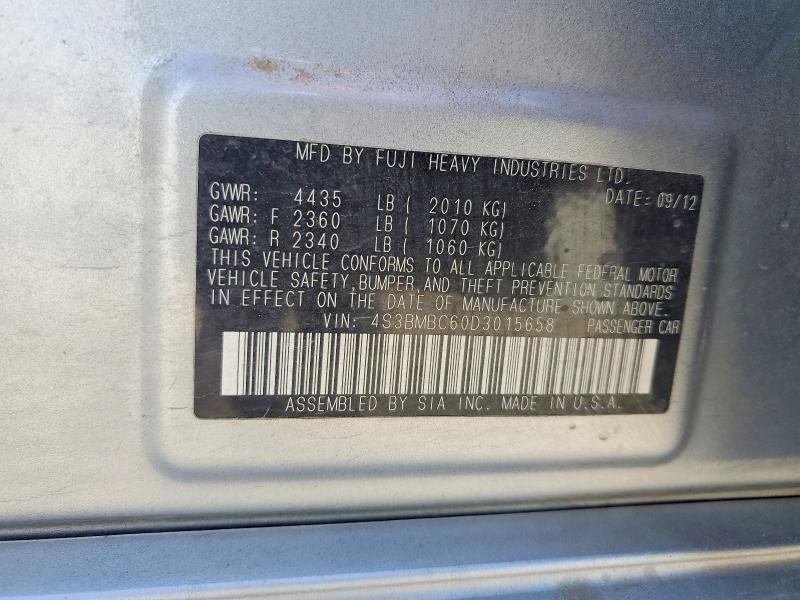 52567716 :رقم المزاد ، 4S3BMBC60D3015658 vin ، 2013 Subaru Legacy مزاد بيع