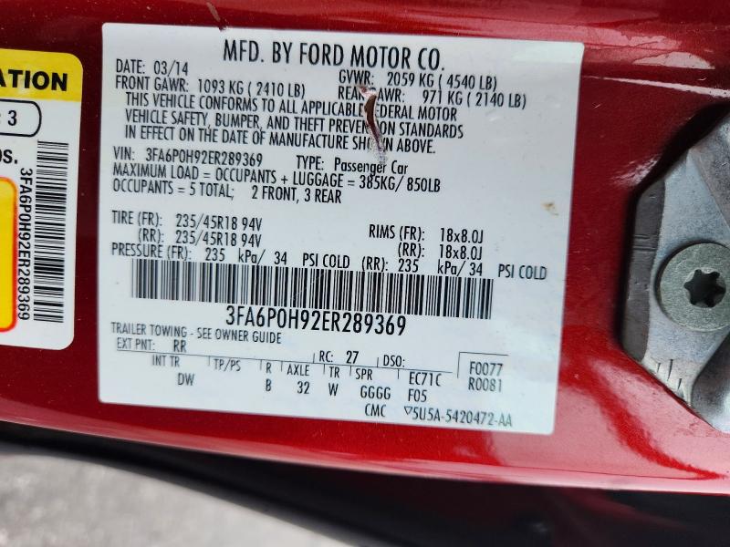 Продажа на аукционе авто 2014 Ford Fusion, vin: 3FA6P0H92ER289369, номер лота: 54980706