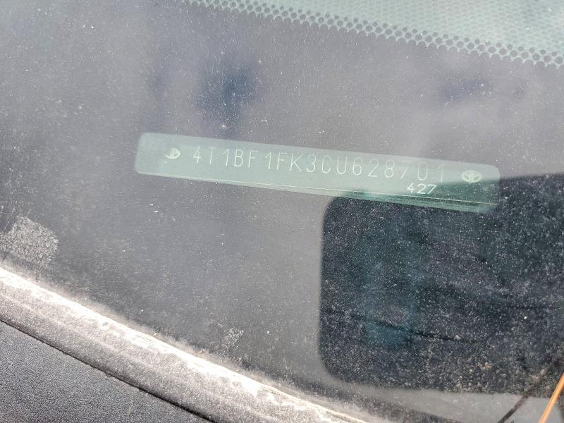 2012 Toyota Camry მანქანა იყიდება აუქციონზე, vin: 4T1BF1FK3CU628701, აუქციონის ნომერი: 54176226