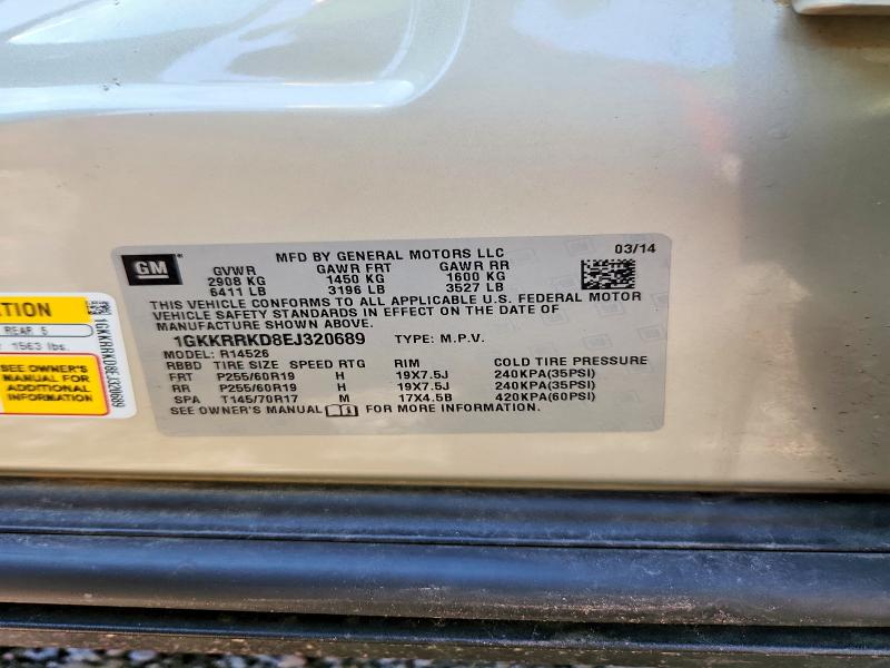 Aukcja sprzedaży 2014 Gmc Acadia, vin: 1GKKRRKD8EJ320689, numer aukcji: 52959926