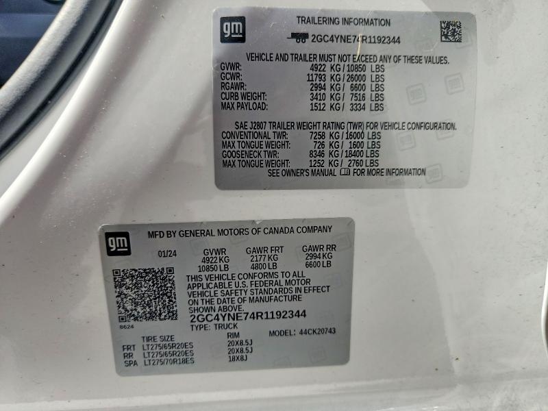 Продажа на аукционе авто 2024 Chevrolet Silverado, vin: 2GC4YNE74R1192344, номер лота: 50347956