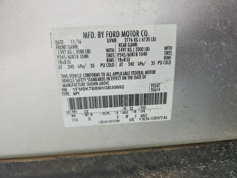 Продаж на аукціоні авто 2017 Ford Explorer, vin: 1FM5K7B89HGB30692, номер лоту: 53172616