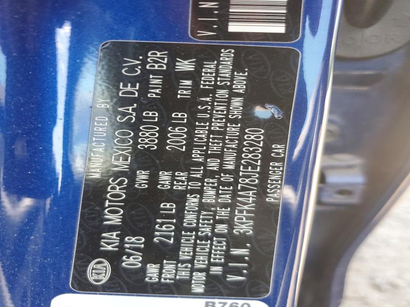Aukcja sprzedaży 2018 Kia Forte, vin: 3KPFK4A78JE283280, numer aukcji: 53782836
