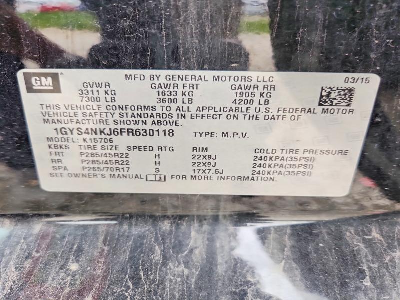 Aukcja sprzedaży 2015 Cadillac Escalade, vin: 1GYS4NKJ6FR630118, numer aukcji: 51799476