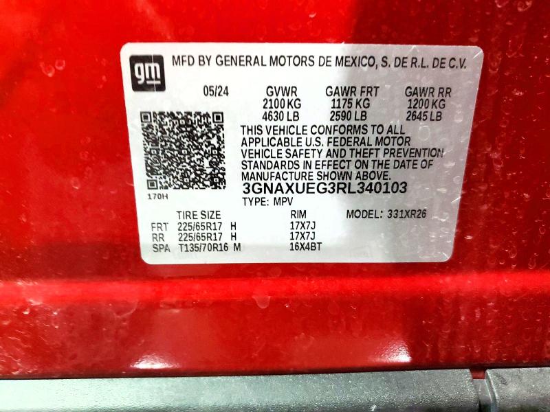 Продаж на аукціоні авто 2024 Chevrolet Equinox, vin: 3GNAXUEG3RL340103, номер лоту: 55034096