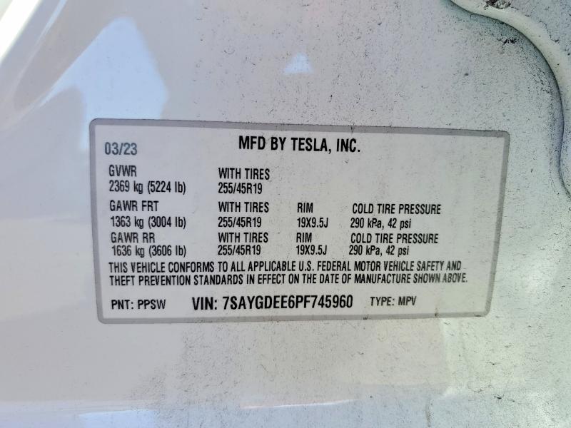 Aukcja sprzedaży 2023 Tesla Model Y, vin: 7SAYGDEE6PF745960, numer aukcji: 53925626