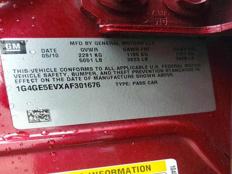 Продаж на аукціоні авто 2010 Buick Lacrosse, vin: 1G4GE5EVXAF301676, номер лоту: 52473756
