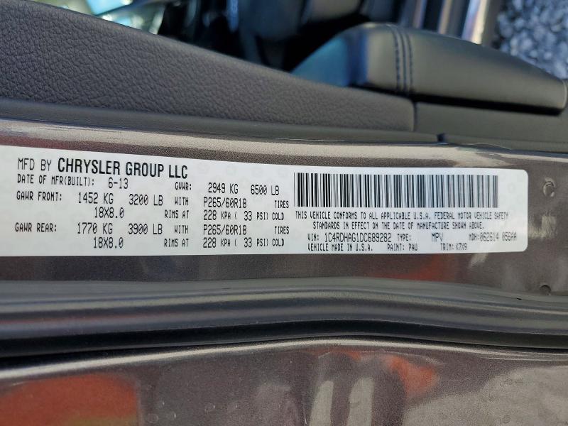 Продаж на аукціоні авто 2013 Dodge Durango, vin: 1C4RDHAG1DC689282, номер лоту: 51702146