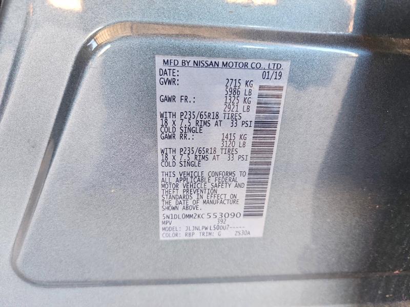 Aukcja sprzedaży 2019 Infiniti Qx60, vin: 5N1DL0MM2KC553090, numer aukcji: 53556356