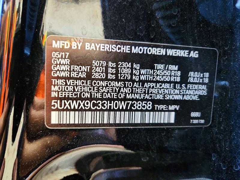 Продажа на аукционе авто 2017 Bmw X3, vin: 5UXWX9C33H0W73858, номер лота: 55404346