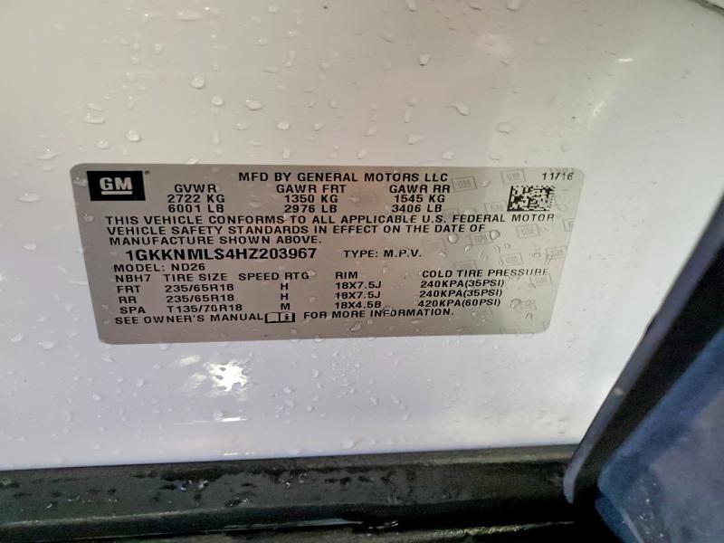 Продажа на аукционе авто 2017 Gmc Acadia, vin: 1GKKNMLS4HZ203967, номер лота: 52490316