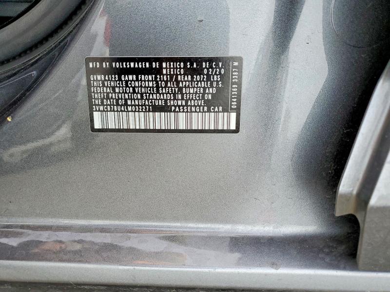 52313106 :رقم المزاد ، 3VWCB7BU4LM032271 vin ، 2020 Volkswagen Jetta مزاد بيع