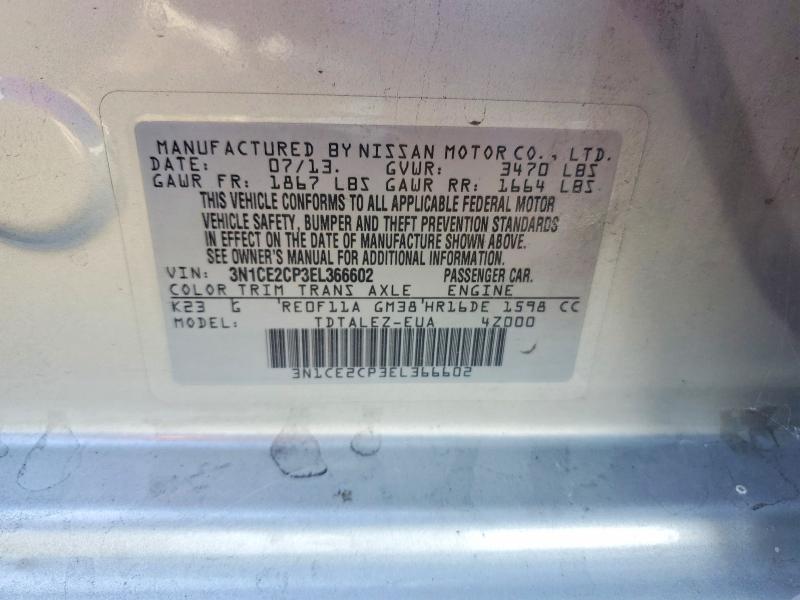 54266586 :رقم المزاد ، 3N1CE2CP3EL366602 vin ، 2014 Nissan Versa Note مزاد بيع