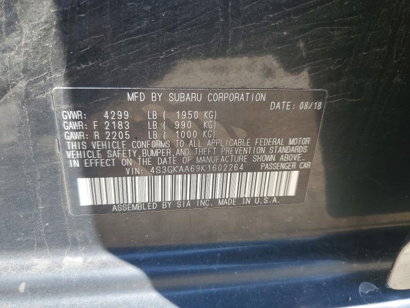 2019 Subaru Impreza მანქანა იყიდება აუქციონზე, vin: 4S3GKAA69K1602264, აუქციონის ნომერი: 54042346