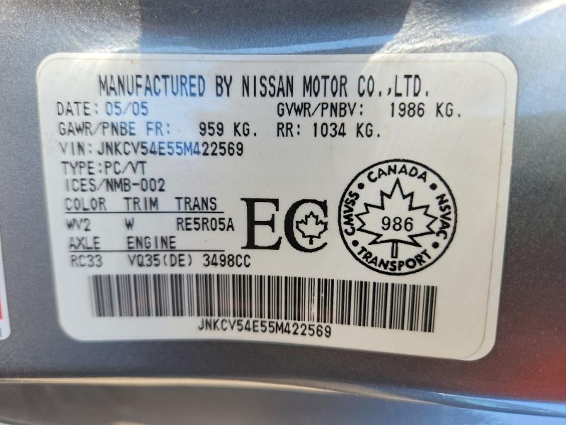 Продажа на аукционе авто 2005 Infiniti G35, vin: JNKCV54E55M422569, номер лота: 52200896
