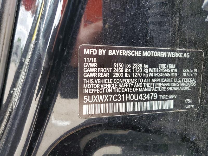 Aukcja sprzedaży 2017 Bmw X3, vin: 5UXWX7C31H0U43479, numer aukcji: 54522616
