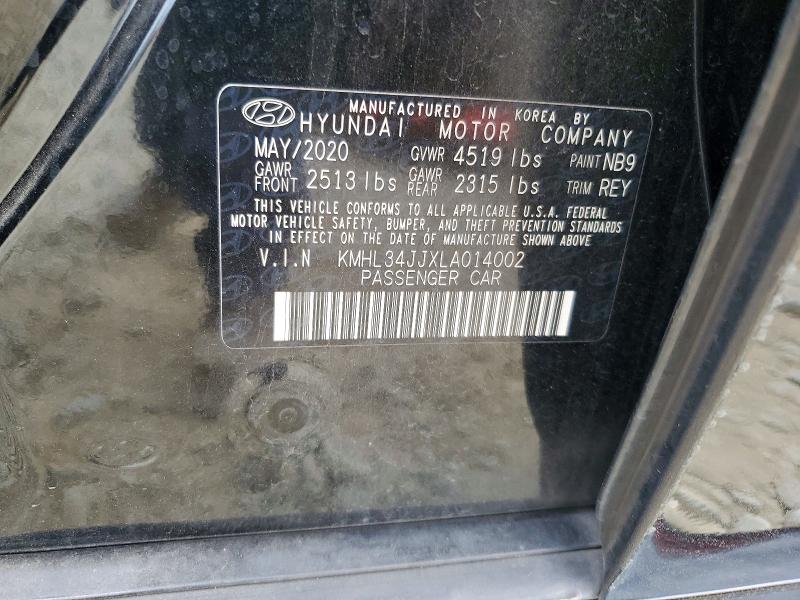 55038816 :رقم المزاد ، KMHL34JJXLA014002 vin ، 2020 Hyundai Sonata Hybrid مزاد بيع