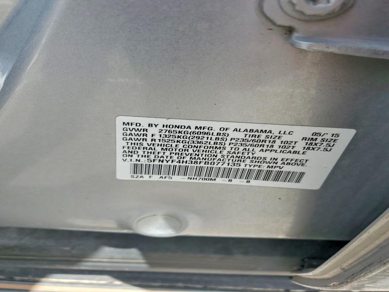 Aukcja sprzedaży 2015 Honda Pilot, vin: 5FNYF4H38FB077135, numer aukcji: 52194476