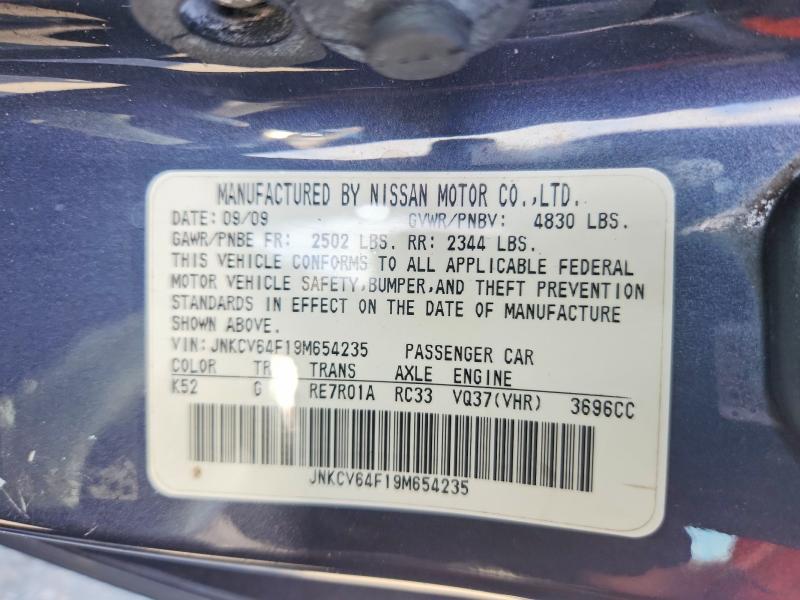 2009 Infiniti G37 Coupe მანქანა იყიდება აუქციონზე, vin: JNKCV64F19M654235, აუქციონის ნომერი: 54439686
