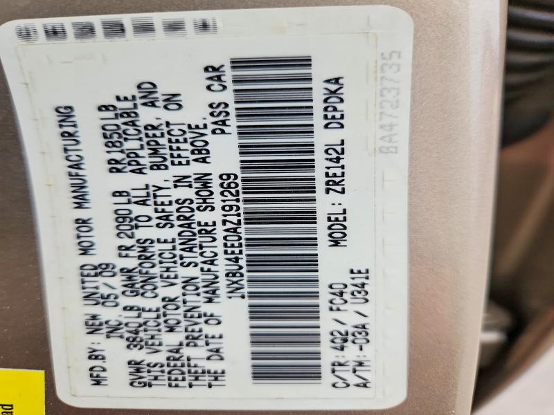 53054236 :رقم المزاد ، 1NXBU4EE0AZ191269 vin ، 2010 Toyota Corolla مزاد بيع