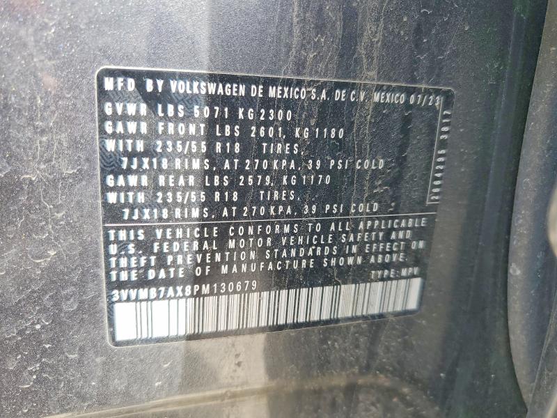52990636 :رقم المزاد ، 3VVMB7AX8PM130679 vin ، 2023 Volkswagen Tiguan مزاد بيع