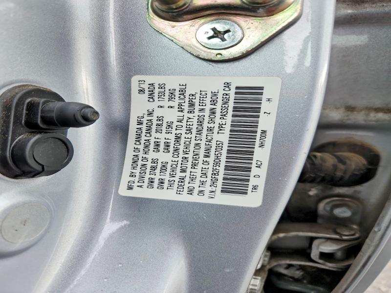 Продажа на аукционе авто 2013 Honda Civic, vin: 2HGFB2F59DH570357, номер лота: 55061596