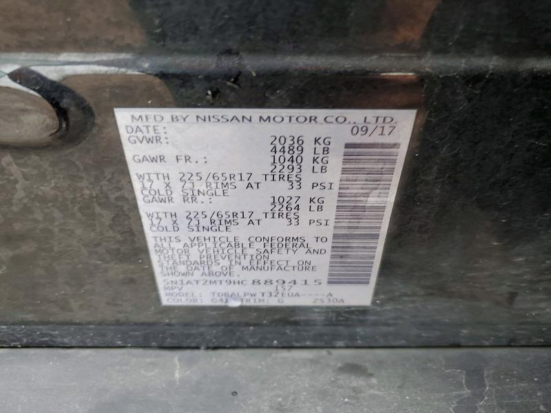2017 Nissan Rogue მანქანა იყიდება აუქციონზე, vin: 5N1AT2MT9HC889415, აუქციონის ნომერი: 54813436