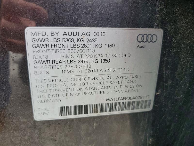 53928236 :رقم المزاد ، WA1LFAFP3EA028117 vin ، 2014 Audi Q5 مزاد بيع