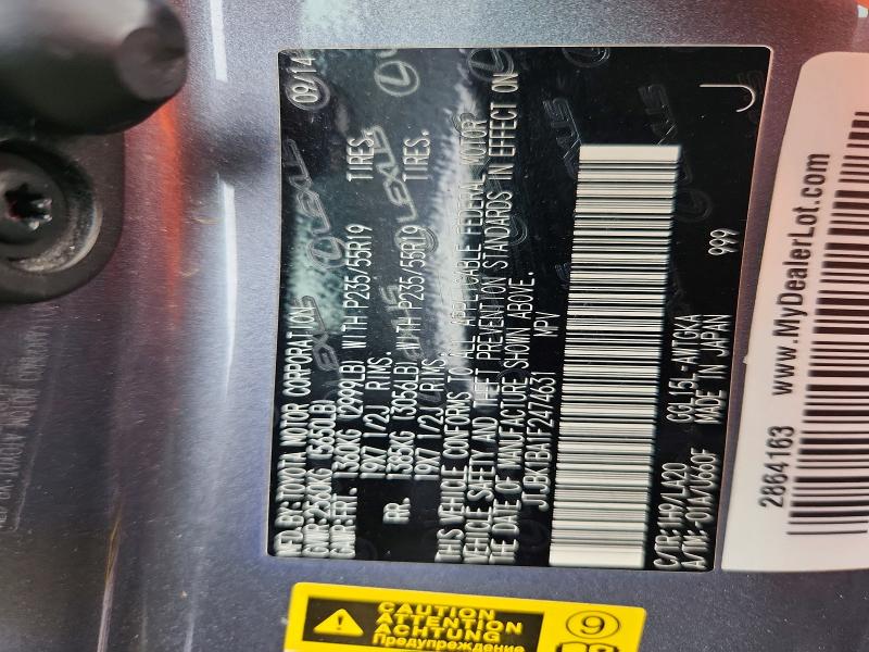 2015 Lexus Rx მანქანა იყიდება აუქციონზე, vin: JTJBK1BA1F2474631, აუქციონის ნომერი: 54329396
