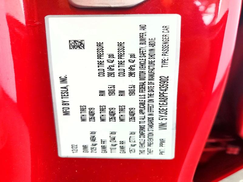 Aukcja sprzedaży 2023 Tesla Model 3, vin: 5YJ3E1EA8PF435902, numer aukcji: 53603326
