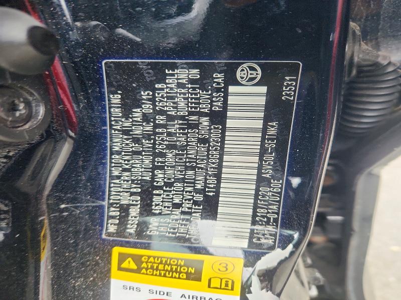 53643616 :رقم المزاد ، 4T4BF1FK8GR523003 vin ، 2016 Toyt Camry مزاد بيع