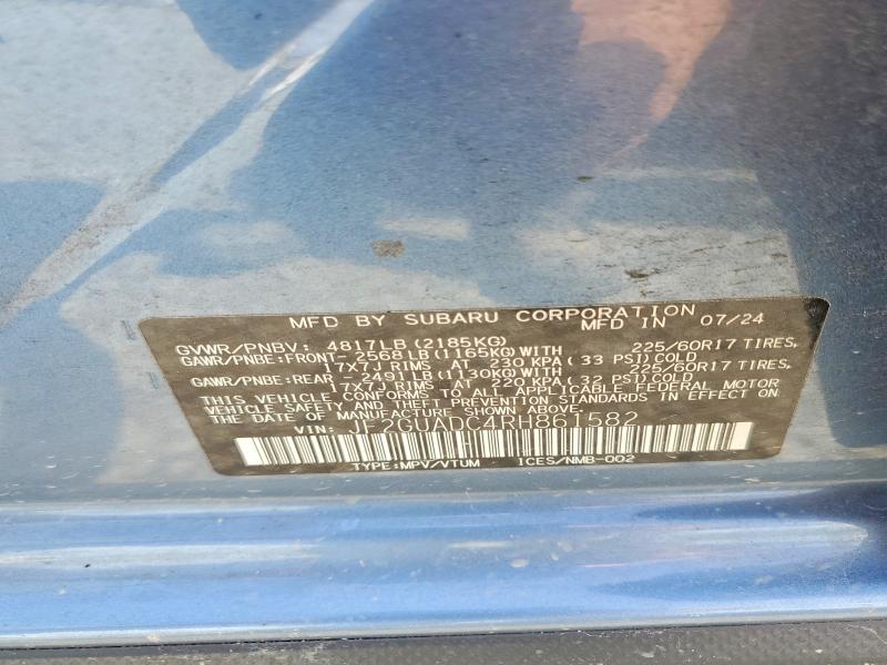 52827636 :رقم المزاد ، JF2GUADC4RH861582 vin ، 2024 Subaru Crosstrek مزاد بيع