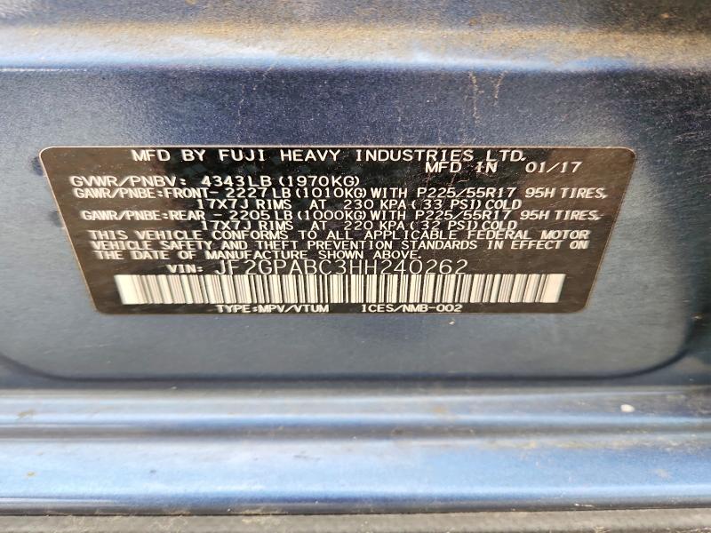 Продажа на аукционе авто 2017 Subaru Crosstrek, vin: JF2GPABC3HH240262, номер лота: 52939406