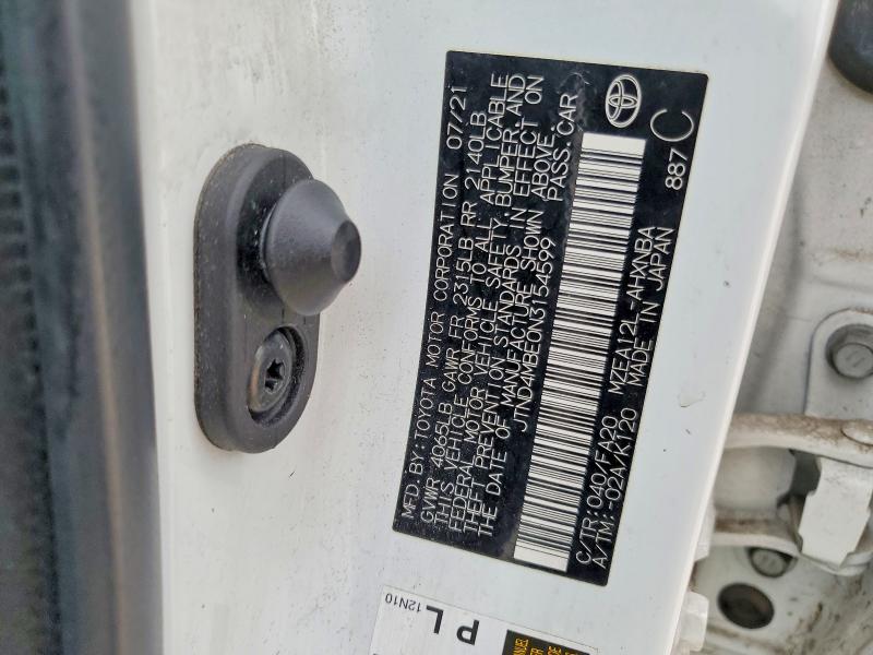 54268786 :رقم المزاد ، JTND4MBE0N3154599 vin ، 2022 Toyota Corolla Hatchback مزاد بيع