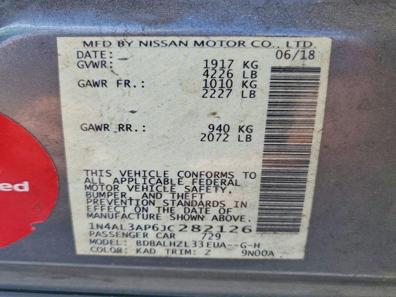 Aukcja sprzedaży 2018 Nissan Altima, vin: 1N4AL3AP6JC282126, numer aukcji: 55035806