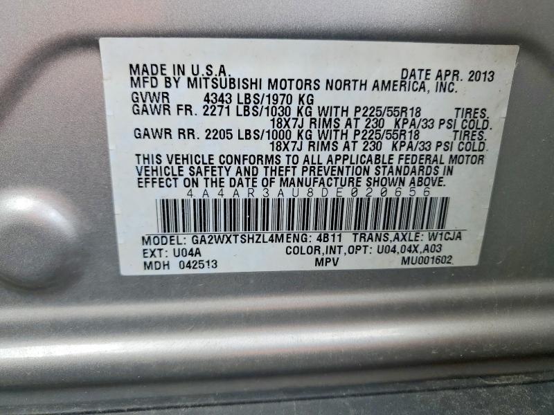 Продаж на аукціоні авто 2013 Mitsubishi Outlander Sport, vin: 4A4AR3AU8DE020656, номер лоту: 52769816