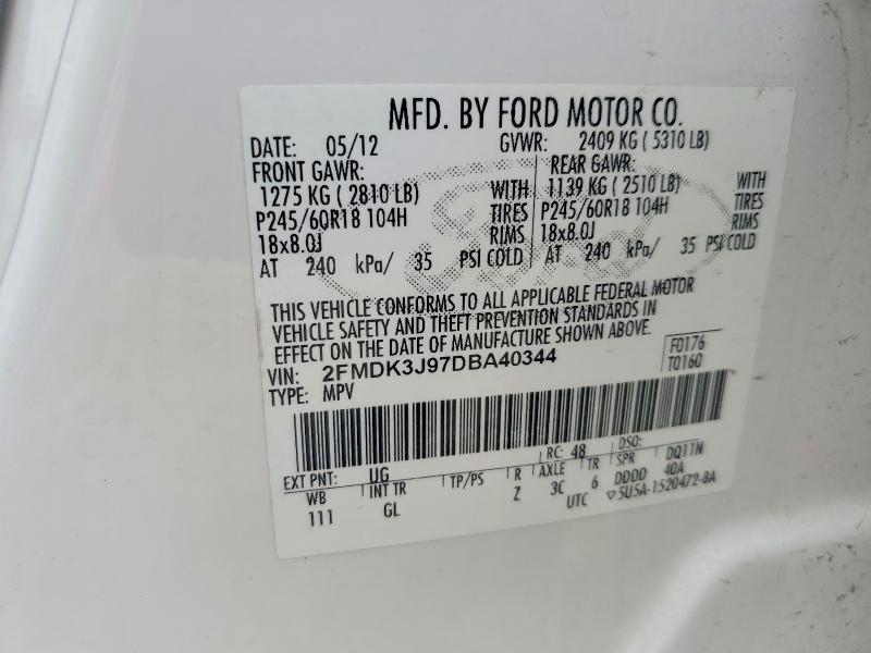 Продажа на аукционе авто 2013 Ford Edge, vin: 2FMDK3J97DBA40344, номер лота: 52989116