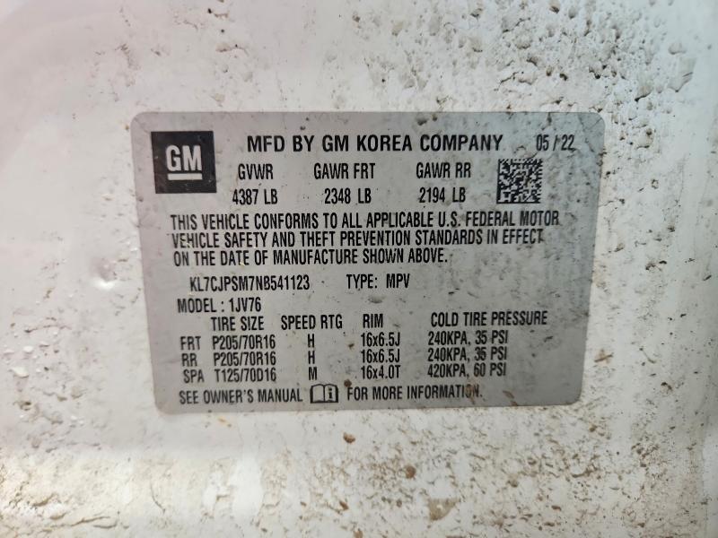 Продаж на аукціоні авто 2022 Chevrolet Trax, vin: KL7CJPSM7NB541123, номер лоту: 53472476