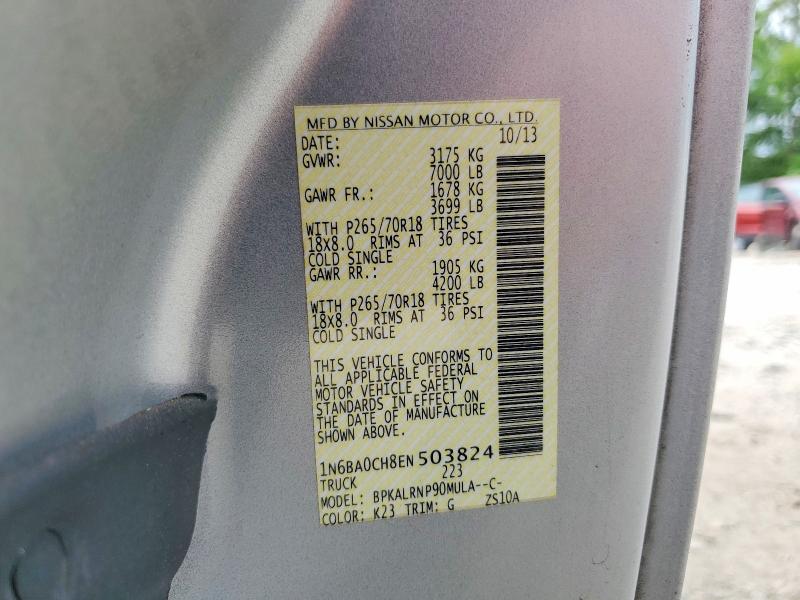 52520966 :رقم المزاد ، 1N6BA0CH8EN503824 vin ، 2014 Nissan Titan مزاد بيع