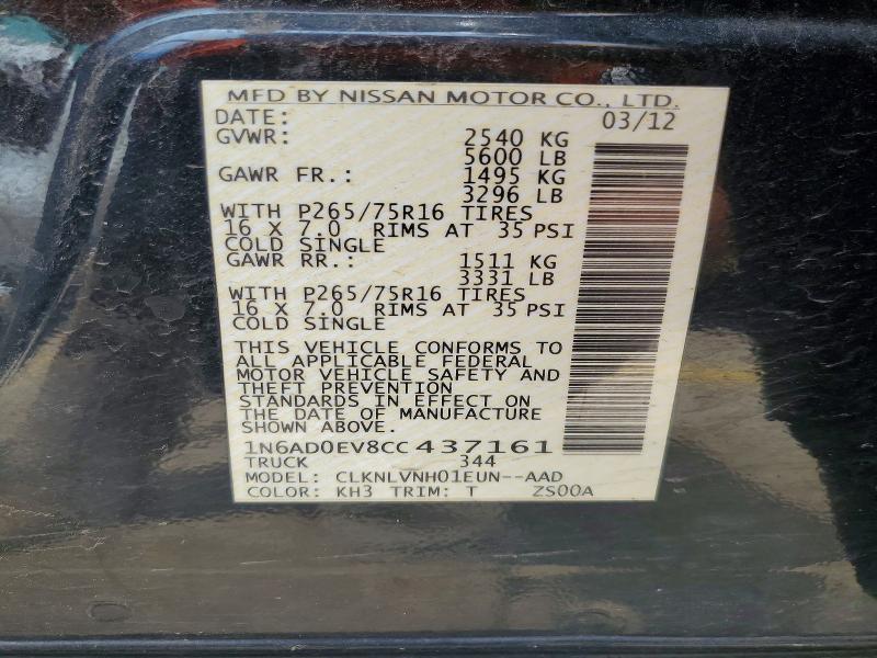 Aukcja sprzedaży 2012 Nissan Frontier, vin: 1N6AD0EV8CC437161, numer aukcji: 53760476