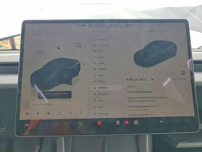 2026 Tesla Model Y მანქანა იყიდება აუქციონზე, vin: 7SAYGDED8TA601082, აუქციონის ნომერი: 53456906