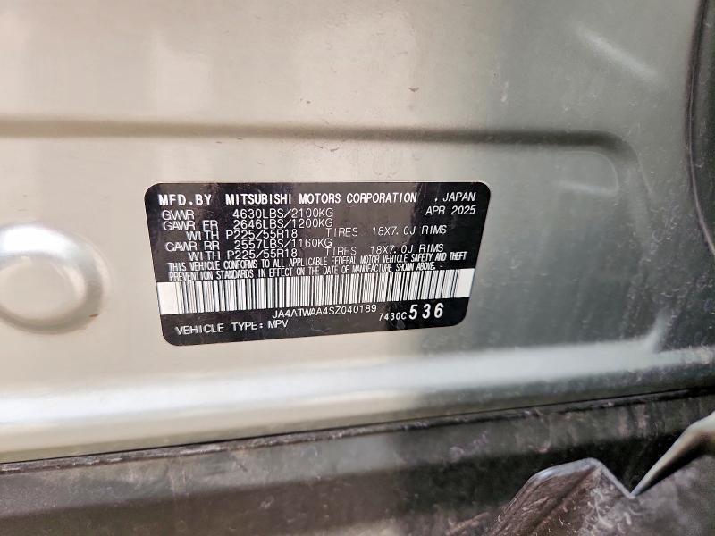 Aukcja sprzedaży 2025 Mitsubishi Eclipse Cross, vin: JA4ATWAA4SZ040189, numer aukcji: 55032646