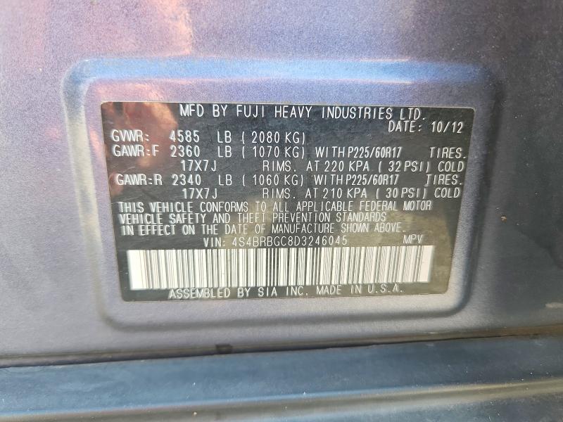 Продаж на аукціоні авто 2013 Subaru Outback, vin: 4S4BRBGC8D3246045, номер лоту: 54983576