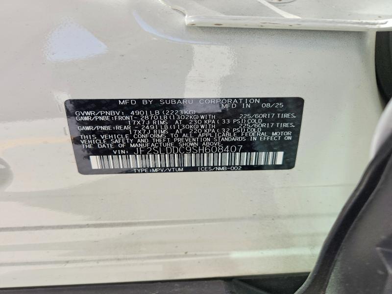 2025 Subaru Forester მანქანა იყიდება აუქციონზე, vin: JF2SLDDC9SH608407, აუქციონის ნომერი: 53315426
